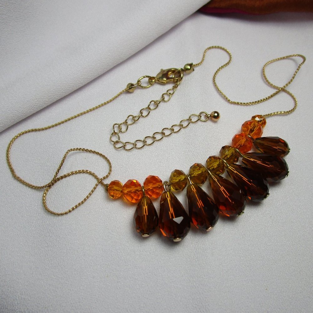 Vintage Crystal Bead Bib Style Necklace - Picture 5 of 7